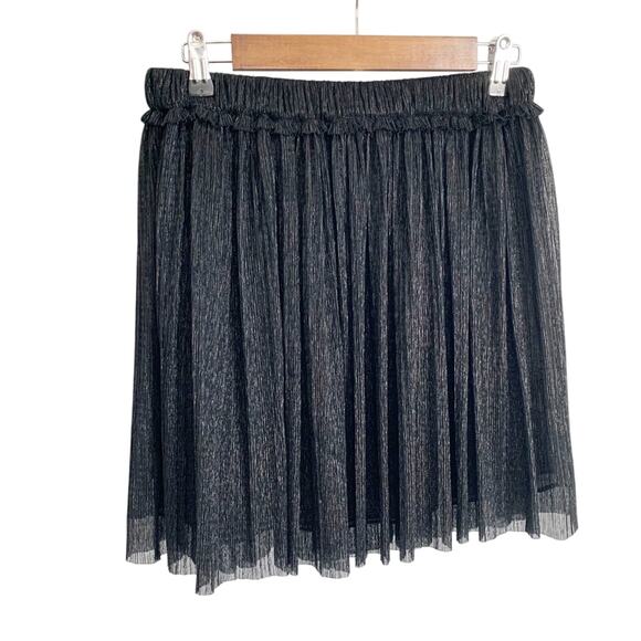 Isabel Marant Étoile Benedicte Metallic Pleated Mini Skirt NWT 38 Black - Picture 3 of 6
